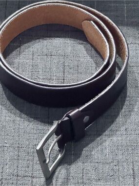 Men's Brown Leather Belt with Silver Buckle